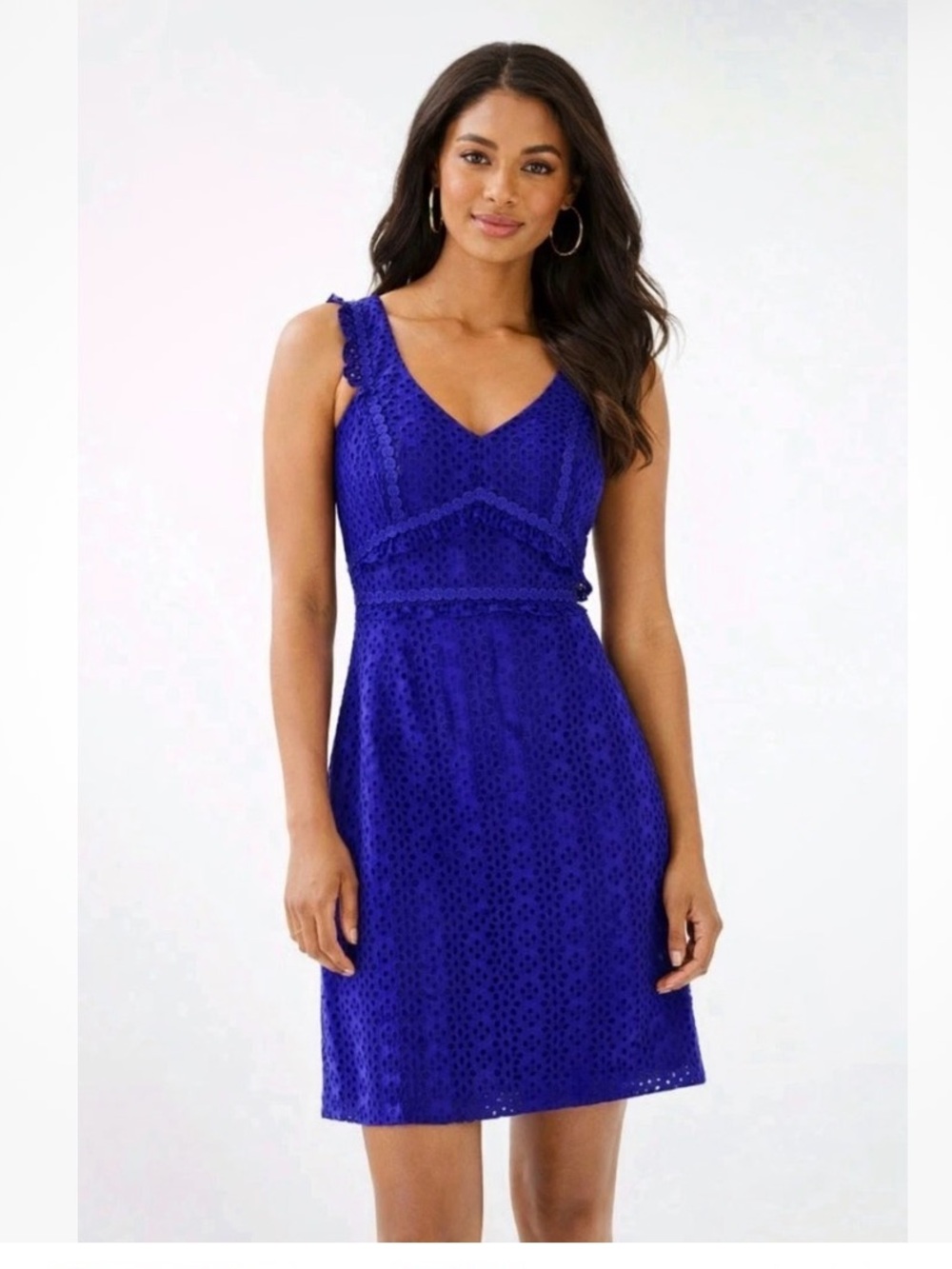 Lilly Pulitzer Sleeveless V-Neck Eyelet Dress in Royal Blue